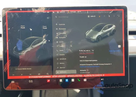 2021 Tesla Model Y из США, поврежденный, VIN 5YJYGDEF5MF209664